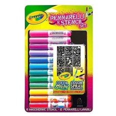 RICARICA Color Spray Crayola 04-8734 - Set Girl 12 Pennarelli Lavabili + 8 Stencil